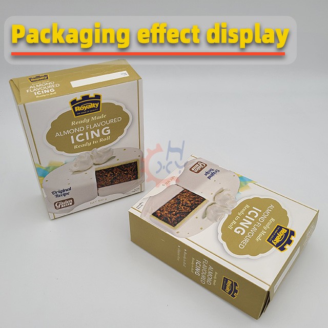 糖霜、面粉食品自动喷胶装盒机